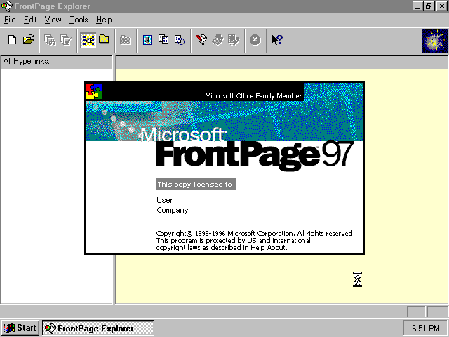 Microsoft Front Page 97 - Splash