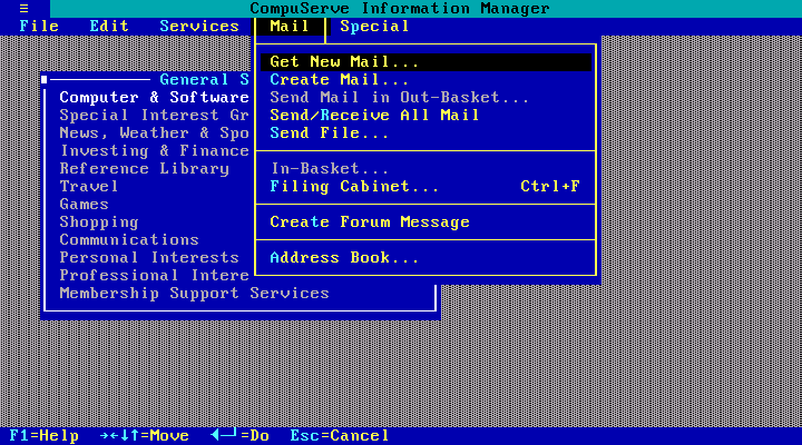 CompuServe Information Manager 1.0 for DOS - Services