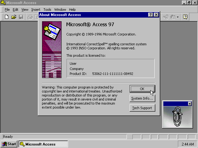 Microsoft Access 97 - About