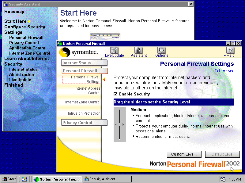 Norton Personal Firewall 2002 - Settings