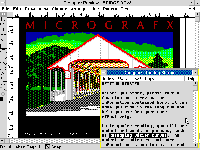 Micrografx Designer 3.1 PREVIEW for OS2 - Help