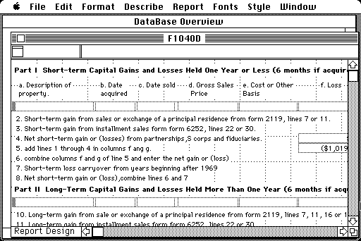 Borland Reflex 1.01 for Macintosh - Report