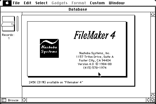 Nashoba FileMaker 4.0 - About