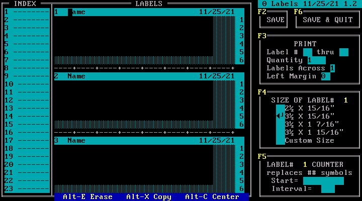 MyLabelMaker 1.2 for IBM and Tandy - Edit