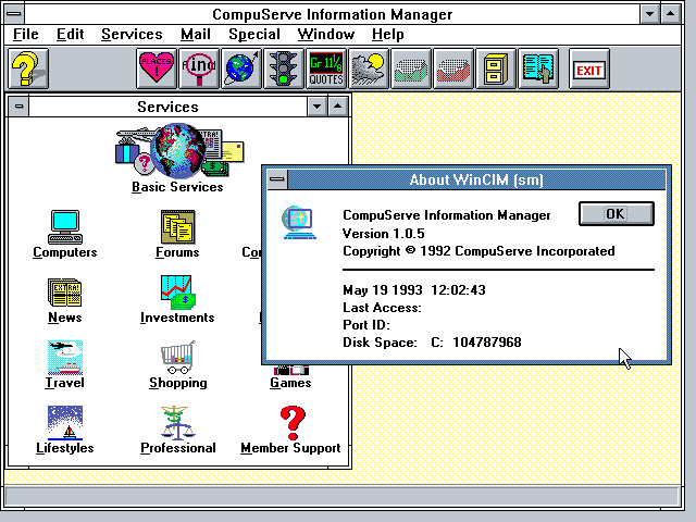 CompuServe Information Manager 1.0.5 for Windows - About