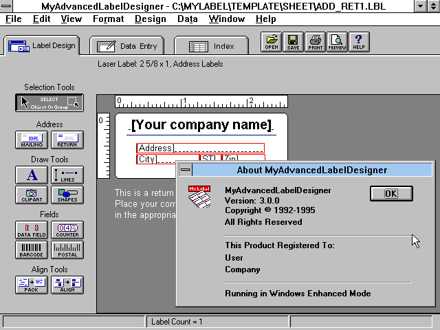 My Label Designer 4.01 Advanced for Windows. - 3.0