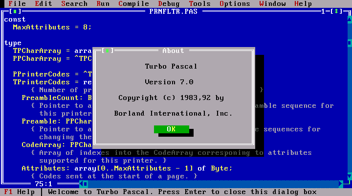 WinWorld: Borland Turbo Pascal 7.x