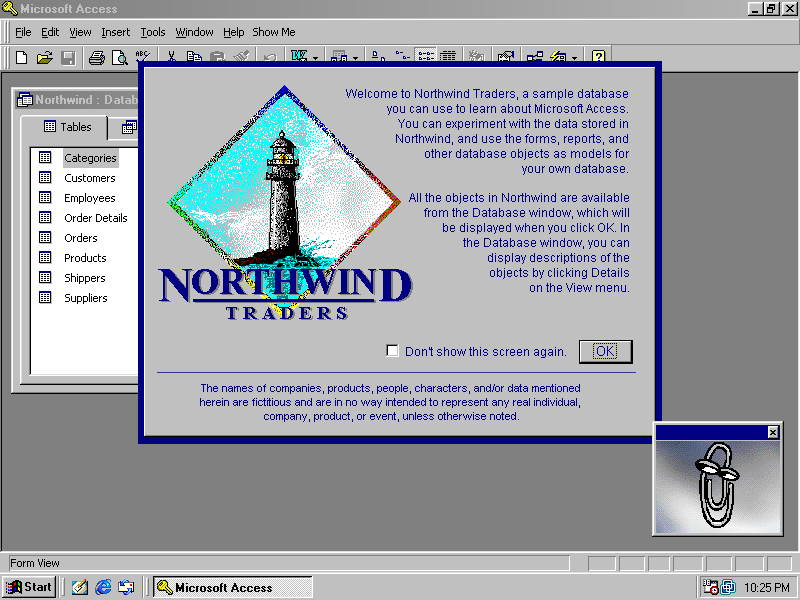 The Northwind example DB for Access