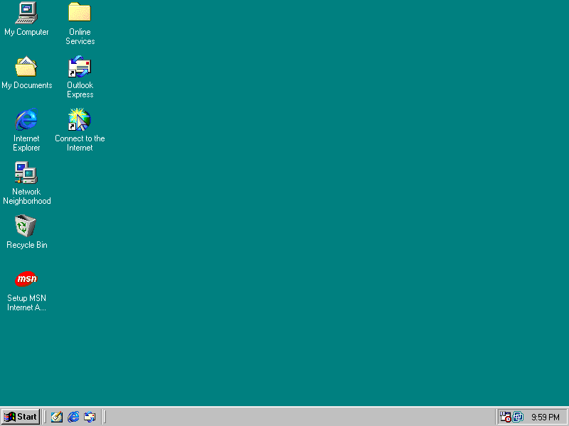 The blank desktop, in full colours
