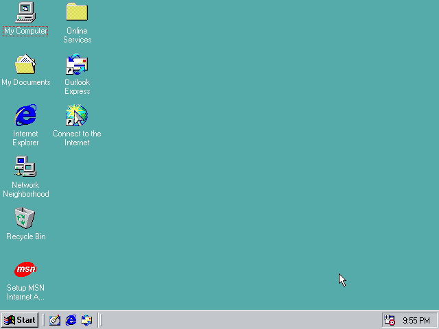 The blank desktop, in those ugly colours