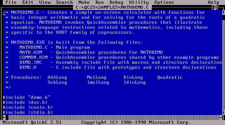 Microsoft QuickC 2.51 for DOS - Splash