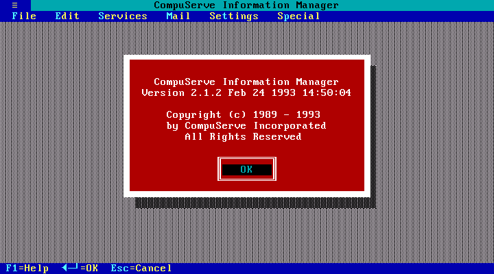 CompuServe Information Manager 2.1.2 for DOS - About