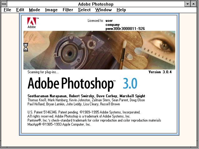 Adobe Photoshop 3.0.4 - Splash