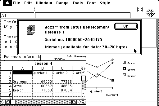 Lotus Jazz 1.0 for Macintosh - About