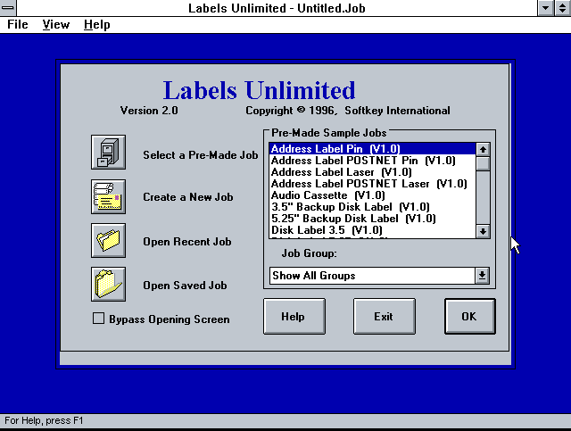 Labels Unlimited 2.0 - Menu