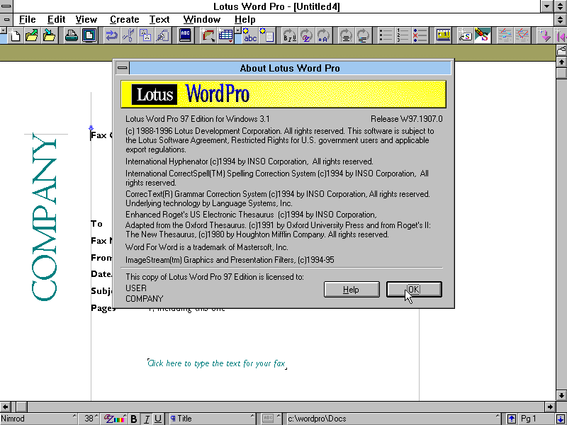 Lotus Word Pro 97 - Windows 3x