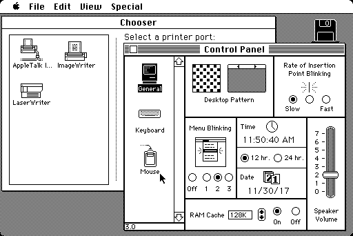 Mac OS System 4.0 Finder 5.4 - Control Panel