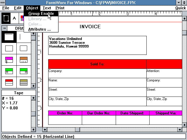 FormWorx 2.01 for Windows - Edit