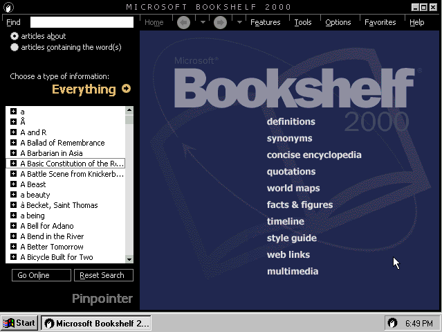 Microsoft Bookshelf 2000 - Main