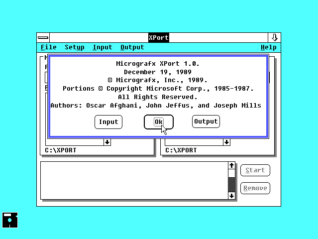 Micrografx XPort 1.0 - About