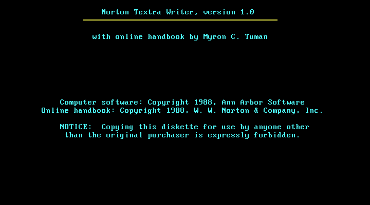 Norton Textra Writer 1.0 - Splash