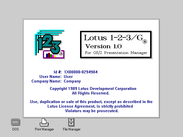 Lotus 1-2-3G Beta - Splash