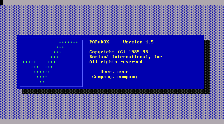 Borland Paradox 4.5 for DOS - Splash