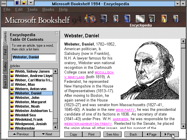 Microsoft Bookshelf 1994 - Encyclopedia