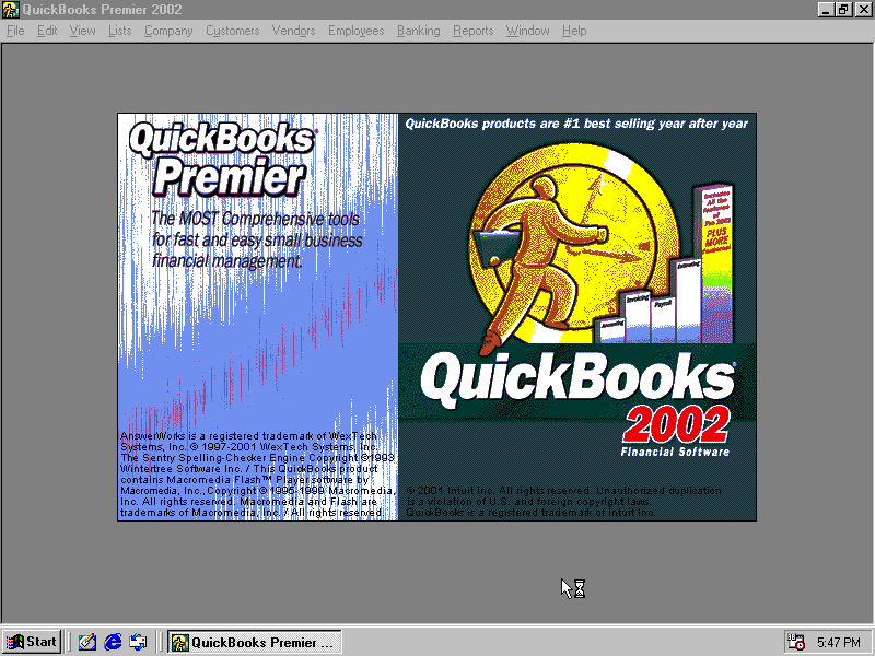 QuickBooks Premier 2002 - Splash