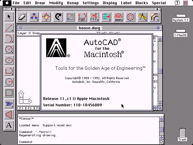 Autodesk AutoCAD 11 for Macintosh - About