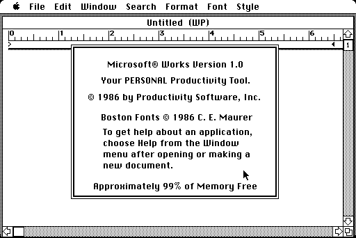 Microsoft Works 1.0 for Macintosh - About