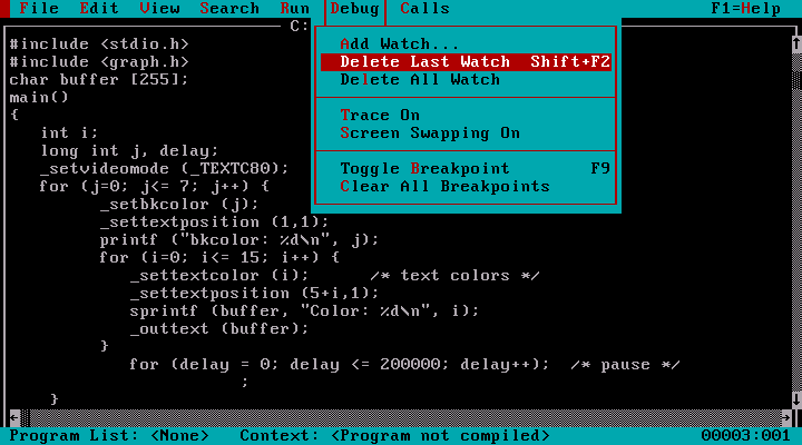 Microsoft QuickC 1.00 for DOS - Edit