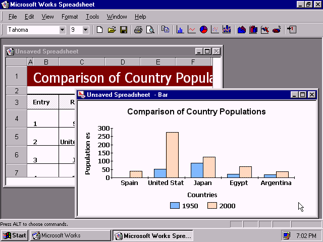 Microsoft Works 2000 (5.0) - Spreadsheet