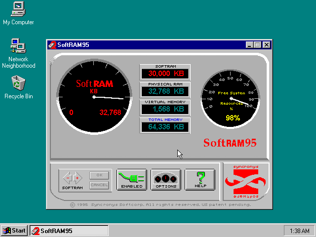 SoftRAM 95 - Control