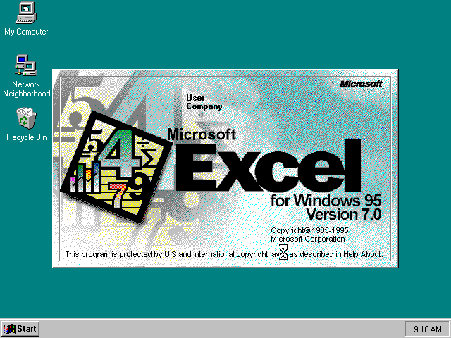 Microsoft Excel 95 - Splash