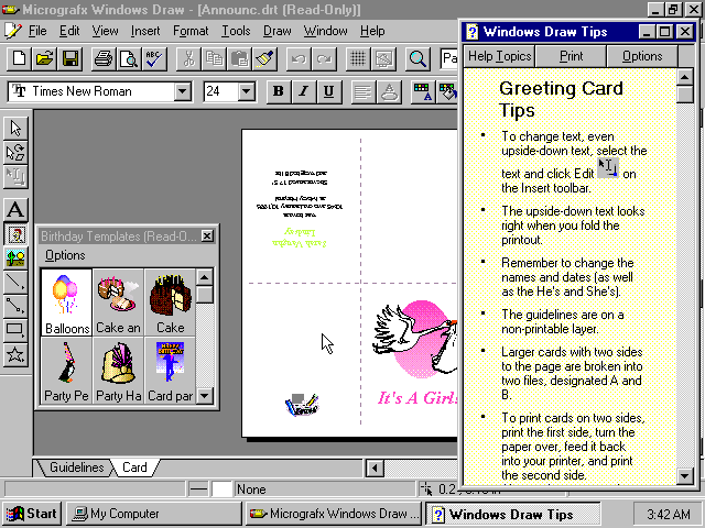 Micrografx Windows Draw 4.0 - Card