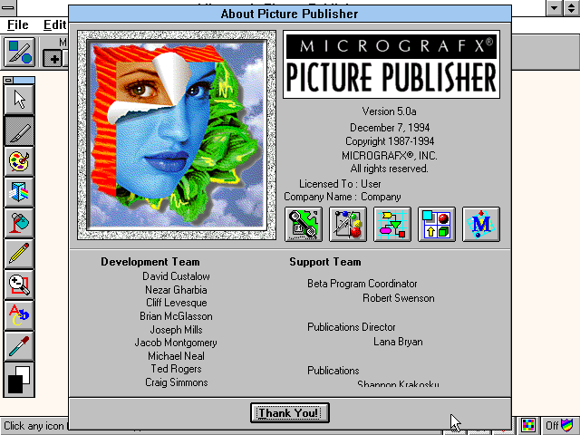 Micrografx Picure Publisher 5.0a - About