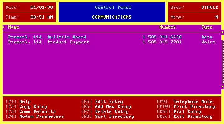 Control Panel I - Communications