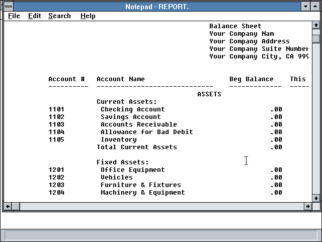 GT Personal Accounting for Windows 3.34 - Report