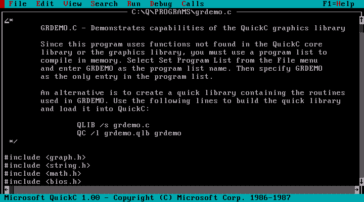 Microsoft QuickC 1.00 for DOS - Splash