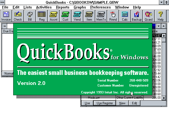 QuickBooks 2 for Windows - About