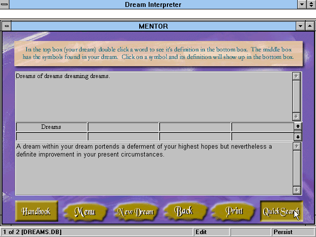 Dream Interpreter 1999 - Mentor