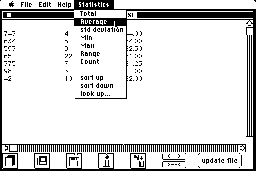 Hayden Ensemble 1.0 for Macintosh - Spreadsheet