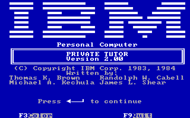 IBM Private Tutor 2.00 - Splash