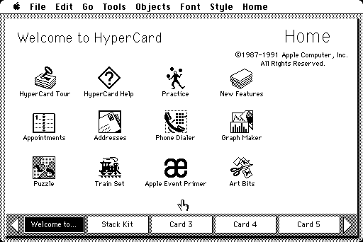 HyperCard 2.1 - Menu