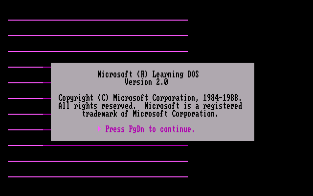 Microsoft Learning DOS v2.00 - Splash