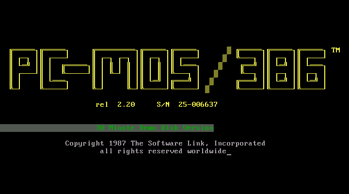 PC-MOS 386 2.20 Demo - Splash