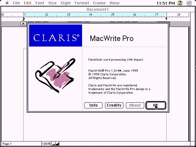 MacWrite Pro 1.0v4 - Splash