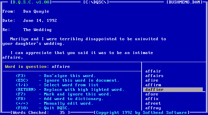 Dan Quayle Spell Checker 1.0 - Spell