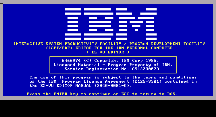 IBM EZ-VU Editor 1.0 - Splash